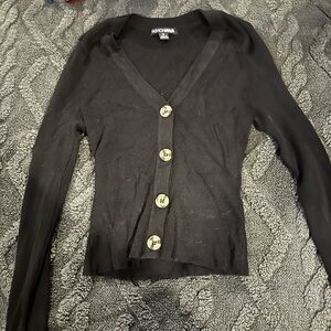 Fashion Nova Black V-Neck Cardigan